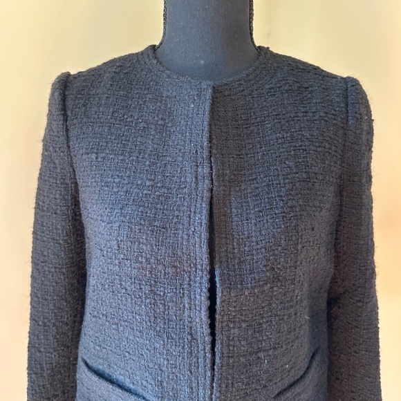 *VINCE* Black Tweed Long Sleeve Front Clasp Jacket Size 6 NWT - Picture 2 of 9